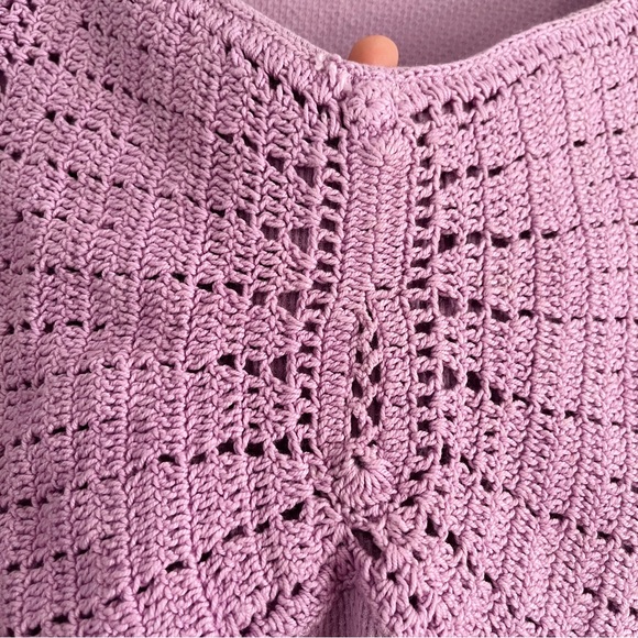 NWOT Free People Long Sleeve Waffle Knit Top with Crochet Detailing - Picture 5 of 7